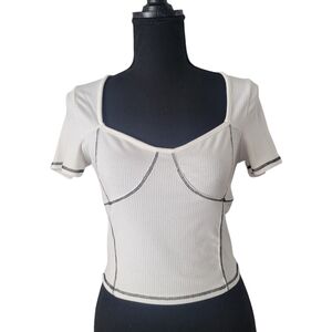 Caution To The Wind White Ribbed Crop Top